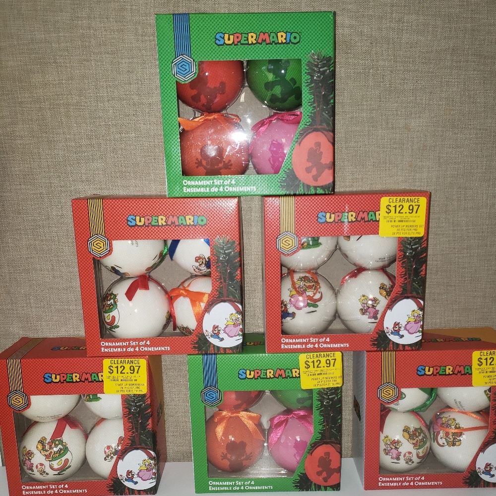 Super Mario Ornaments Set Of 4 Per A Box